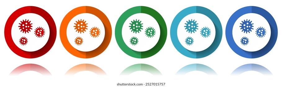 Virus, coronavirus, covid-19, infection vector icons, flat icon set for logo design, webdesign and mobile applications, colorful web button collection in eps 10