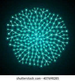 Virus. Coronavirus. COVID-19. Sacred Geometry. Chemical reactions. Evolution. Origin of life. Galaxy. Universe. Space. Macrocosm. Vector illustration
