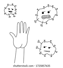 Сorona virus, cover-19, vector illustration, isolated, drawing, set