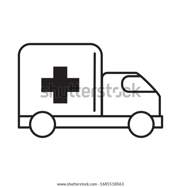 virus covid 19 pandemic emergency ambulance
car vector illustration line style
icon