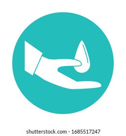 virus covid 19 pandemic hand water drop wash vector illustration block style icon