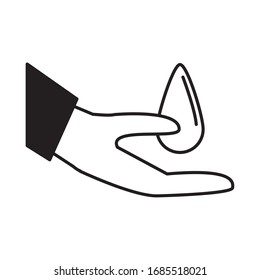 virus covid 19 pandemic hand water drop wash vector illustration line style icon