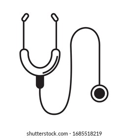 virus covid 19 pandemic medical stethoscope equipment vector illustration line style icon