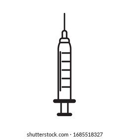 virus covid 19 pandemic medical syringe vaccine vector illustration line style icon
