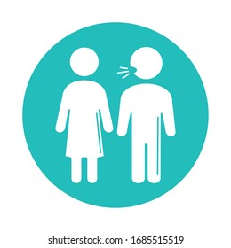 virus covid 19 pandemic people coughing sick symptom vector illustration block style icon
