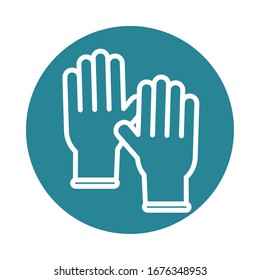 virus covid 19 pandemic protective medical gloves vector illustration block line style icon