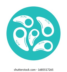 virus covid 19 pandemic science medical cells vector illustration block style icon
