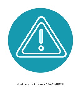 virus covid 19 pandemic warning sign vector illustration block line style icon