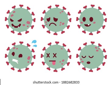 virus covid expression scary cute happy sad sleep dead