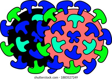 Virus covid mutation cell and small parts