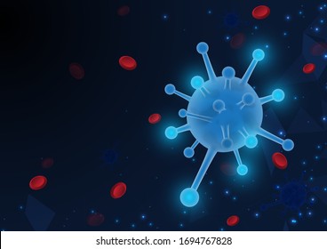Virus COVID-19 background and Dangerous cells, severe communicable diseases with medicine and vaccine protection