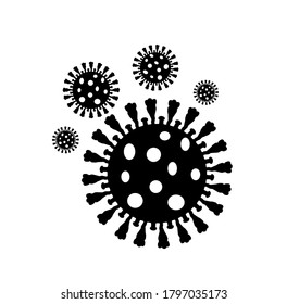 Virus COVID-19 Black Icon, Vector Illustration, Isolate On White Background Label. EPS10