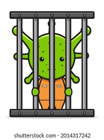 Virus covid-19 imprisoned cartoon icon vector illustration. Design isolated flat cartoon style