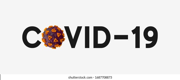 Virus Covid-19 NCP. Coronavirus (2019-nCoV) denoted is single-stranded RNA virus. Realistic 3d viruses cell. Text lettering isolated on white background. SARS-CoV2 vector illustration