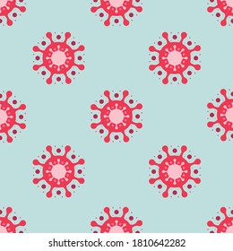 Virus COVID-19 seamless pattern in blue and red color