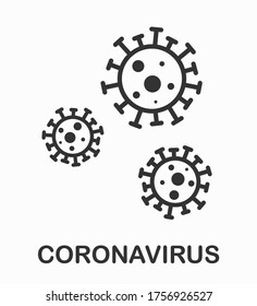 Virus Covid-19 vector icon - Corona virus line art symbol isolated on light gray background
