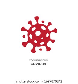 Virus cowid-19 vector icon on white background, coronavirus logo concept. Influenza pandemic. Pneumonia disease. Corona virus quarantine. Epidemic risk alert, vector illustration