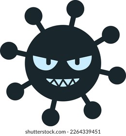 Virus cute character monochrome illustration