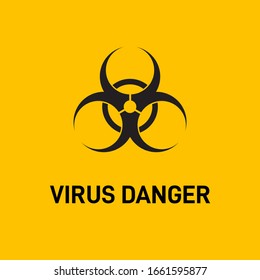 Icono negro de peligro de virus en el fondo amarillo. Diseño de iconos.