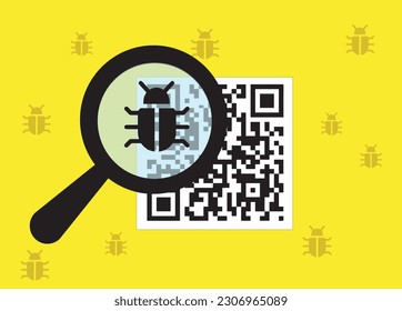 virus danger in qr code caution vector illustration, malware illustration