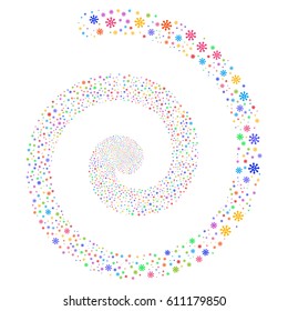 Virus decorative whirl spiral. Vector bright multicolored random objects.