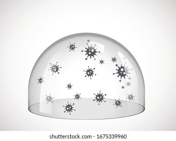 Virus defence concept - Glass dome as antivirus barrier - Corona Virus   