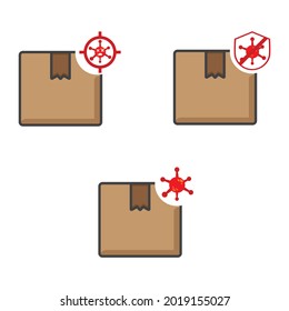virus with delivery box illustration design. delivery package security illustration design. on white background