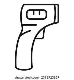 Virus erkennt Laserthermometer Symbol Umriss-Vektorgrafik. Scannerabstand. Gesundheit von Schussgeräten