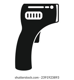 Virus detectar el icono del termómetro láser vector simple. Distancia del escáner. Estado del dispositivo de juego