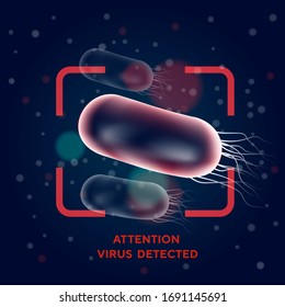 Virus detectado Atención partículas virus ilustración vectorial