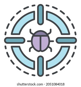Virus detected icon. Outline virus detected vector icon color flat isolated on white
