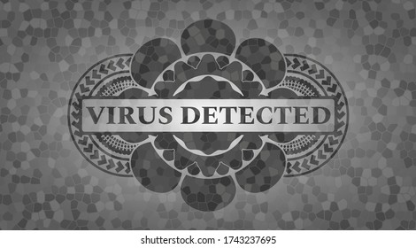 VIRUS DETECTED text inside grey color stone wall realistic emblem. Rock handsome background. Artistic illustration. 