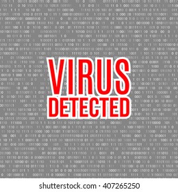 Virus detected vector background with digital numbers. hacker concept.