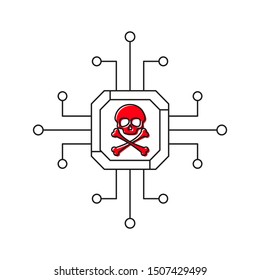 Virus detection icon. Virus scanning concept. Flat. Isolated on white background. 