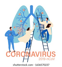 Virus diagnosis and patient treatment abstract concept vector illustration. Coronavirus test kit, coronavirus patient isolation quarantine and treatment, vaccine development abstract metaphor.