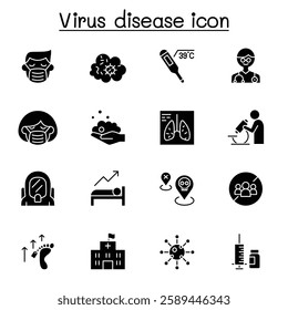 Virus disease icon set in glyph style
