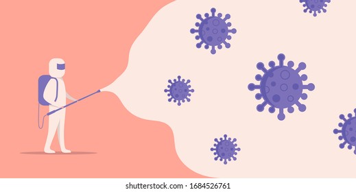 Virus disinfection concept illustration with pastel color