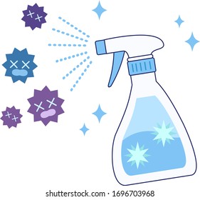 Virus and disinfection spray illustration material