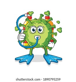 virus divers mascot. cartoon vector