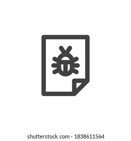 Symbol für die Zeile der Virendokumentdatei. lineares Stilzeichen für mobiles Konzept und Webdesign. Dokument-Bug-Umriss-Vektorsymbol. Symbol, Logo-Abbildung. Vektorgrafik
