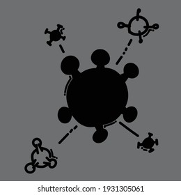 Icono del vector del doodle de virus. Línea dibujada a mano en la ilustración del esbozo de dibujo.