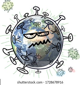 
virus in drawing involving the planet earth