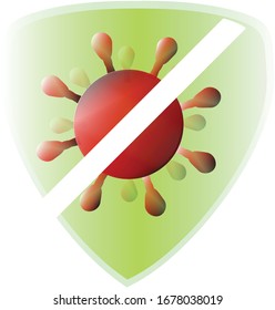 Viruszeichnung.Schild. Schutz. Infektionskrankheiten.Coronavirus. Vektorillustration. EPS10.