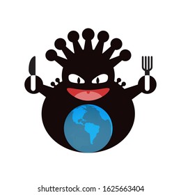 virus eating earth isolate icon 