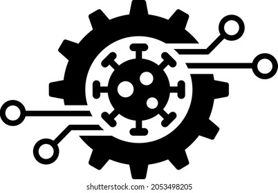 Virus electronics gear vector illustration. Flat illustration iconic design of virus electronics gear, isolated on a white background.