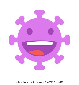 Virus emoji happy. Isolated Vector Illustration. Flat style