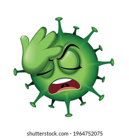 Virus emoticon, facepalm emoji - isolated vector illustration