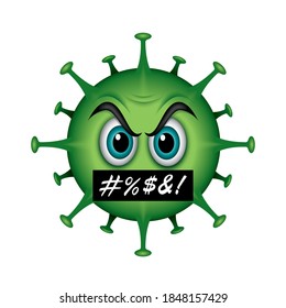 Virus Emoticon Swearing Emoji Isolated Vector Illustration