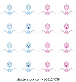 virus emotion cartoon vector include sad happy glad joy fun angry