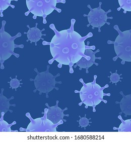 Virus epidemic 2020 vector poster. Coronavirus respiratory disease prevention and awareness. Corona virus pathogen germ background. Medical banner template